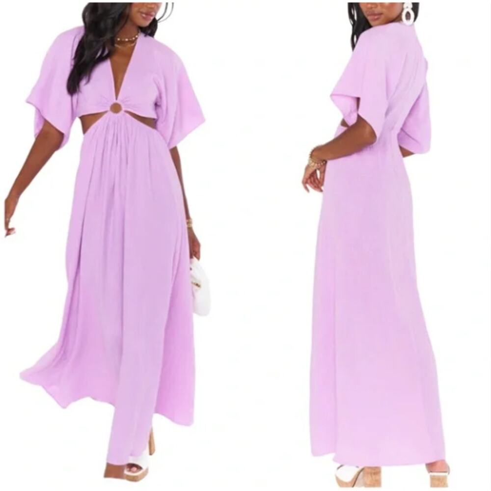 Show Me Your Mumu SMYMM Dana Cutout Midi Dress in Lilac Purple